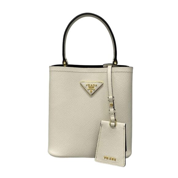 Auth PRADA Pannier Small 1BA217 White Saffiano Leather - Handbag - Picture 1 of 16